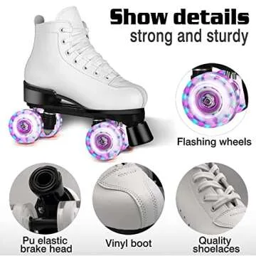 Perzcare Roller Skate Shoes Unisex Classic PU Leather Skates