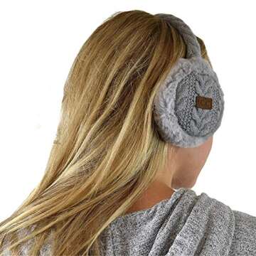 C.C Soft Winter Warm Adjustable Headband Ear Warmer Earmuffs, Gray