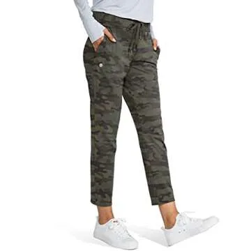 G Gradual Women's Pants with Deep Pockets 7/8 Stretch Sweatpants for Women Athletic, Golf, Lounge, Work (Green Camo, Large)