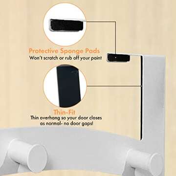 Over The Door Hook White, Door Coat Rack for Entryway, Over Door Towel Hook for Bathroom, Stainless Steel Door Coat Hook for Hanging Backpack, Jacket, Robes, Purse from 101721 Home Decor