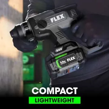 FLEX 24V Brushless Cordless 7/8-Inch SDS Plus 1.3 Ft-Lbs Torque Rotary Hammer Kit with 5.0Ah Lithium Battery and 160W Fast Charger - FX1531-1C, Grey/Black