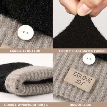 Pleneal Winter Fingerless Gloves for Women Men - Women's Winter Gloves, Convertible Half Finger Knit Gloves for Cold Weather