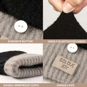 Pleneal Winter Fingerless Gloves for Women Men - Women's Winter Gloves, Convertible Half Finger Knit Gloves for Cold Weather