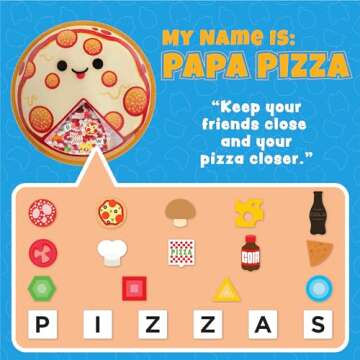 BIZYBOO - The Original Seek & Find Plush - Hidden Object Search Problem Solving Educational Matching Game for Kids 2 and Up - 2 Pack (Cruz & Papa Pizza)