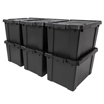 IRIS USA 20 Gallon Lockable Storage Bins with Lids, 6 Pack - Made in USA, Heavy Duty, Stackable Cont...