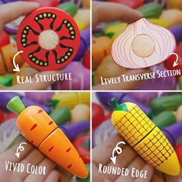 Wooden Play Food Set for Kids - Educational Kitchen Toy