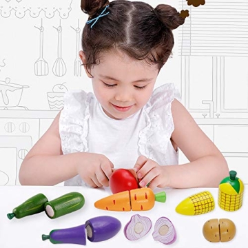 Wooden Play Food Set for Kids - Educational Kitchen Toy
