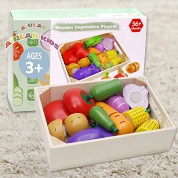 Wooden Play Food Set for Kids - Educational Kitchen Toy