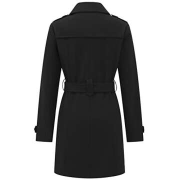 GGleaf Women's Trench Coat Double-Breasted Water Repellent Classic Overcoat Slim Outerwear Coat with Belt Black, Medium
