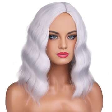 BERON Silver Short Curly Wig for Cosplay & Party