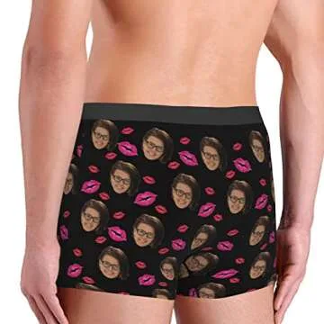 Kanwode Custom Men's Underwear, Personalized Photo Boxer Briefs With Wife's Face, Gifts for Husband Boyfriend, Funny Gifts L