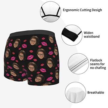 Kanwode Custom Men's Underwear, Personalized Photo Boxer Briefs With Wife's Face, Gifts for Husband Boyfriend, Funny Gifts L