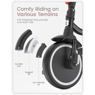 besrey Toddler Tricycle with Bell, Kids Tricycle Age 18 Months to 5 Years, Kids Trikes, Toddler Bikes for 1-3 Year Olds, Toddler Trikes for 2-4 Year Olds, Gift & Toys for Boy & Girl, Black