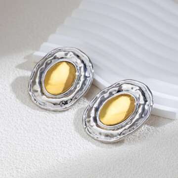 Jumwrit Dainty Chunky Earrings - Elegant Oval Jewelry