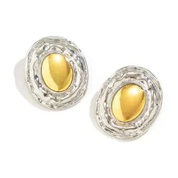 Jumwrit Dainty Chunky Earrings - Elegant Oval Jewelry