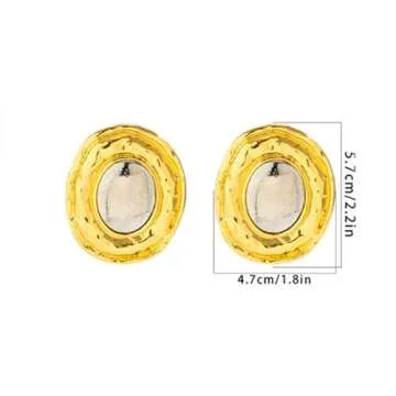Jumwrit Dainty Chunky Earrings - Elegant Oval Jewelry