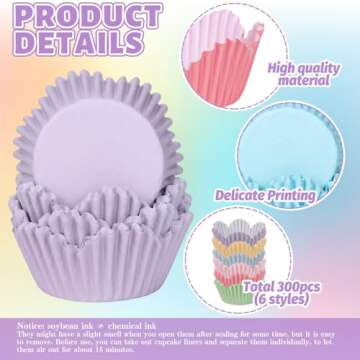 300Pcs Spring Pastel Flower Cupcake Liners for Parties