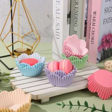 300Pcs Spring Pastel Flower Cupcake Liners for Parties