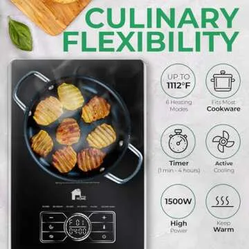 EconoHome Superconductor Portable Electric Stove - 1500W Extra Thin (0.71") & Suitable for All Types...