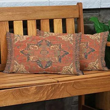 EKOBLA Flying Carpet Throw Pillow Case Cover Ride Romantic Tribal Pattern Vintage Design Cotton Linen Throw Pillow Cases Cushion Cover Sofa Home Office Rectangle Pillowcovers 12x20 Inches