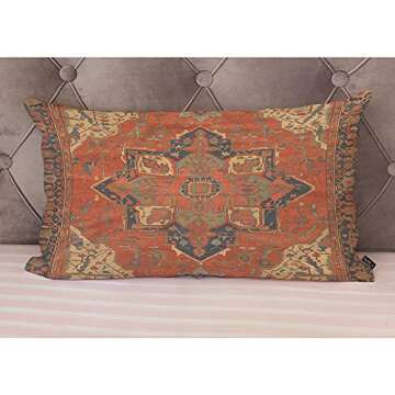 EKOBLA Flying Carpet Throw Pillow Case Cover Ride Romantic Tribal Pattern Vintage Design Cotton Linen Throw Pillow Cases Cushion Cover Sofa Home Office Rectangle Pillowcovers 12x20 Inches