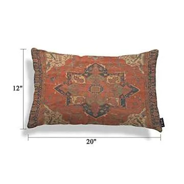 EKOBLA Flying Carpet Throw Pillow Case Cover Ride Romantic Tribal Pattern Vintage Design Cotton Linen Throw Pillow Cases Cushion Cover Sofa Home Office Rectangle Pillowcovers 12x20 Inches
