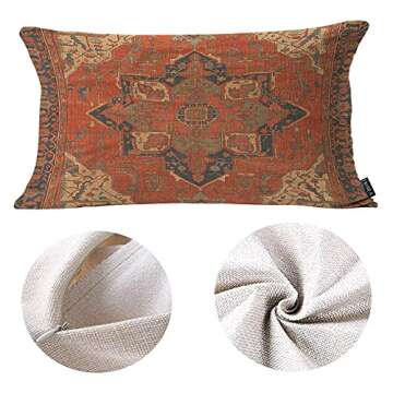 EKOBLA Flying Carpet Throw Pillow Case Cover Ride Romantic Tribal Pattern Vintage Design Cotton Linen Throw Pillow Cases Cushion Cover Sofa Home Office Rectangle Pillowcovers 12x20 Inches