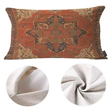 EKOBLA Flying Carpet Throw Pillow Case Cover Ride Romantic Tribal Pattern Vintage Design Cotton Linen Throw Pillow Cases Cushion Cover Sofa Home Office Rectangle Pillowcovers 12x20 Inches