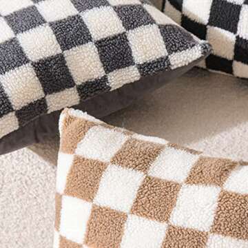 WACOMECO Soft Sherpa Checkerboard Pillow Covers