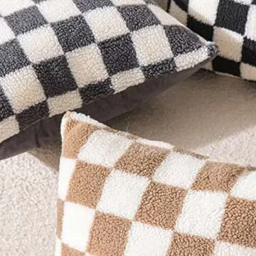 WACOMECO Soft Sherpa Checkerboard Pillow Covers