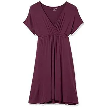 Amazon Essentials Women's Surplice Dress - Elegant Burgundy