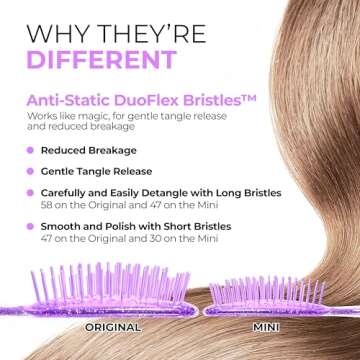 FHI Heat - UNbrush Detangling Brush Combo Pack — Original & Mini UNbrush Hairbrush for All Wet/Dry...