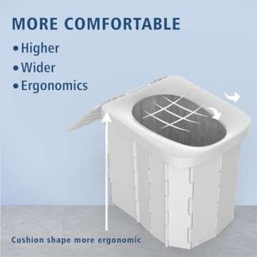 Portable Camping Toilet for Adults - Hapoon XL Portable Folding Toilet with Lid,Travel Portable Potty for Adults,Porta Potty Car Toilet,Grey