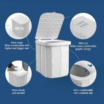 Hapoon Portable Camping Toilet for Adults, XL Travel Potty