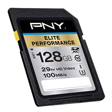 PNY 128GB Elite Performance Class 10 U3 SDXC Flash Memory Card - 95MB/s, Class 10, U3, 4K UHD, Full ...
