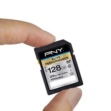 PNY 128GB Elite Performance Class 10 U3 SDXC Flash Memory Card - 95MB/s, Class 10, U3, 4K UHD, Full HD, UHS-I, Full Size SD