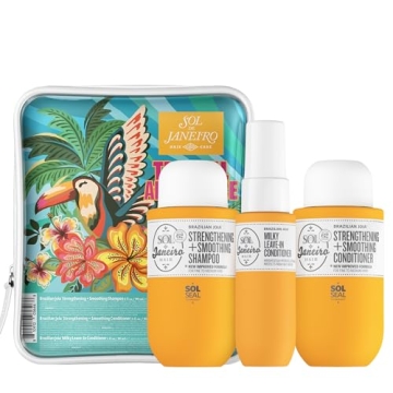 Sol de Janeiro Tropical Abundance Hair Repair Trio Travel Gift Set | Jet Set | Sulfate Free Brazilian Joia Shampoo and Conditioner | Leave In Conditioner Spray | TSA Friendly
