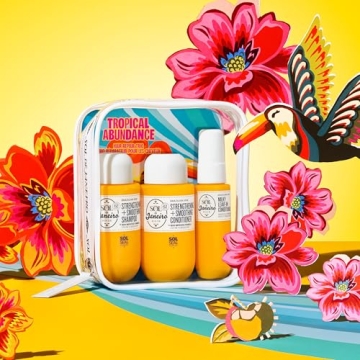 Sol de Janeiro Tropical Abundance Hair Repair Trio Travel Gift Set | Jet Set | Sulfate Free Brazilian Joia Shampoo and Conditioner | Leave In Conditioner Spray | TSA Friendly