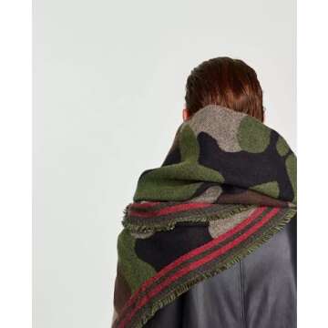 Camo Pashminas Camouflage Blanket Scarf ultra-soft plush style Ponchos Pashmina Shawls and Wraps Fashion Scarf Wraps Shawl Handmade Scarves for Woman Man (Camo