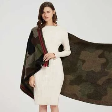 Camo Pashminas Camouflage Blanket Scarf ultra-soft plush style Ponchos Pashmina Shawls and Wraps Fashion Scarf Wraps Shawl Handmade Scarves for Woman Man (Camo