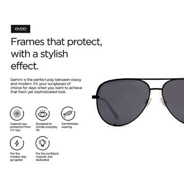 Stylish EVEE Metal Aviator Sunglasses with UV400 Protection