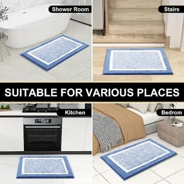 OLANLY Soft Microfiber Bath Mat Non-Slip Quick Dry