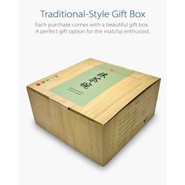 APEX S.K. Matcha Whisk Set - Vines Cream White and Blue Vine Japanese Matcha Bowl Chawan with Bamboo...