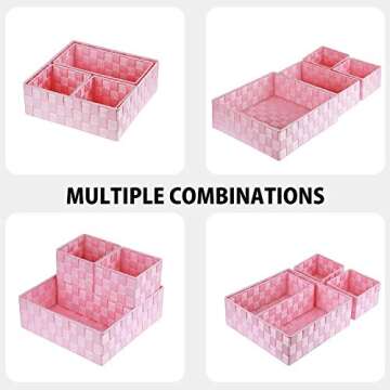 Posprica Woven Storage Baskets for Organizing, Small Baskets Cube Bin Container Tote Organizer Divid...