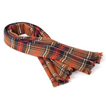 Century Star Women's Stylish Warm Tassels Soft Plaid Tartan Scarf Winter Large Blanket Wrap Shawl Beauty Orange
