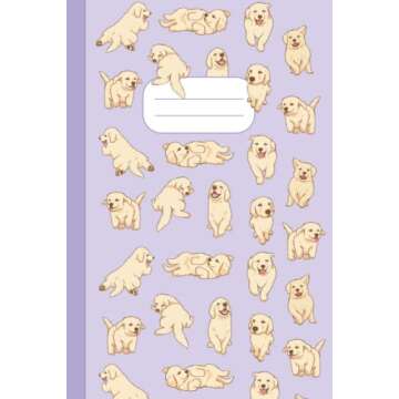 Happy Puppies Journal-Golden Retrievers Purple: Notebook Diary