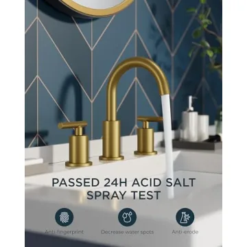 FORIOUS Brushed Gold Bathroom Faucet for 3 Hole Sinks