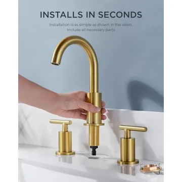FORIOUS Brushed Gold Bathroom Faucet for 3 Hole Sinks