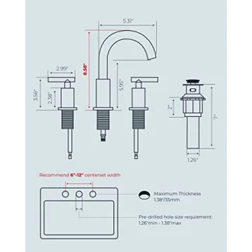 FORIOUS Brushed Gold Bathroom Faucet for 3 Hole Sinks