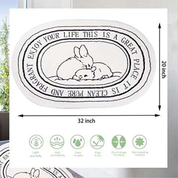 White Bathroom Rugs Soft Cute Bath Mat for Bathroom Floor 20x32inch, Machine Washable Non-Slip Bath ...
